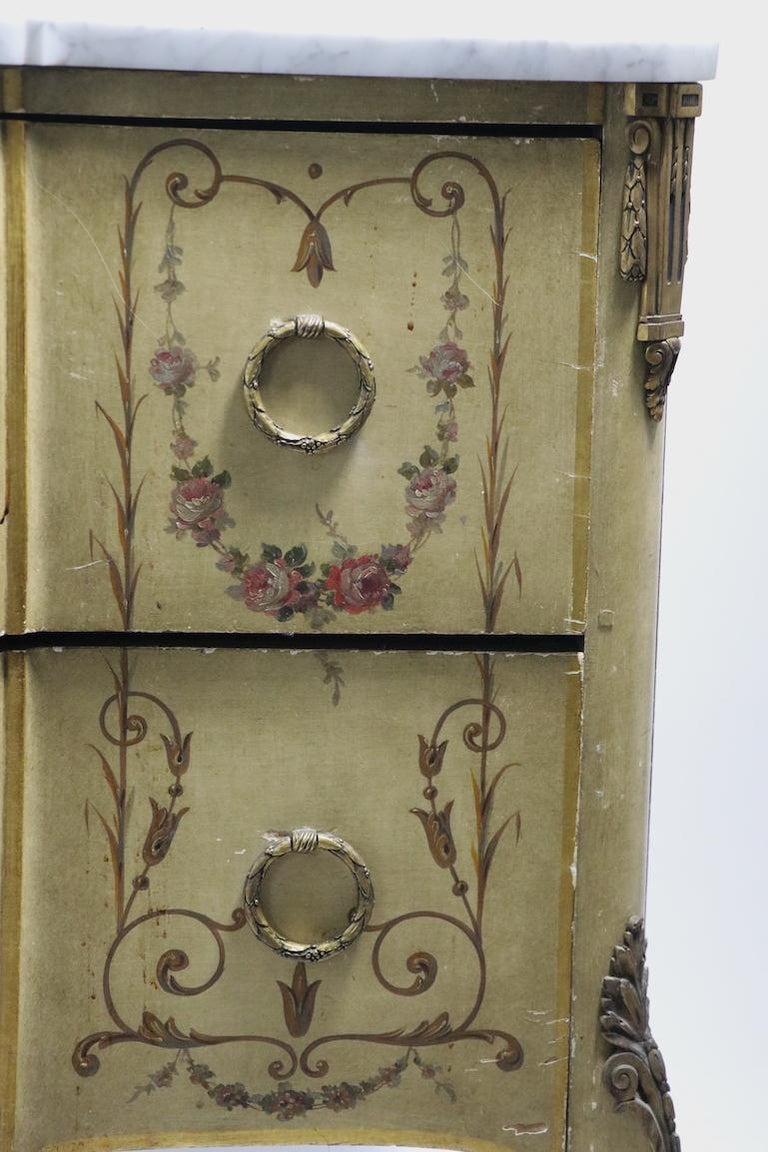 Antique Marble-Top Commode with Paint Decoration For Sale at 1stDibs
