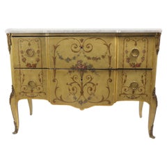Antique Marble-Top Commode with Paint Decoration
