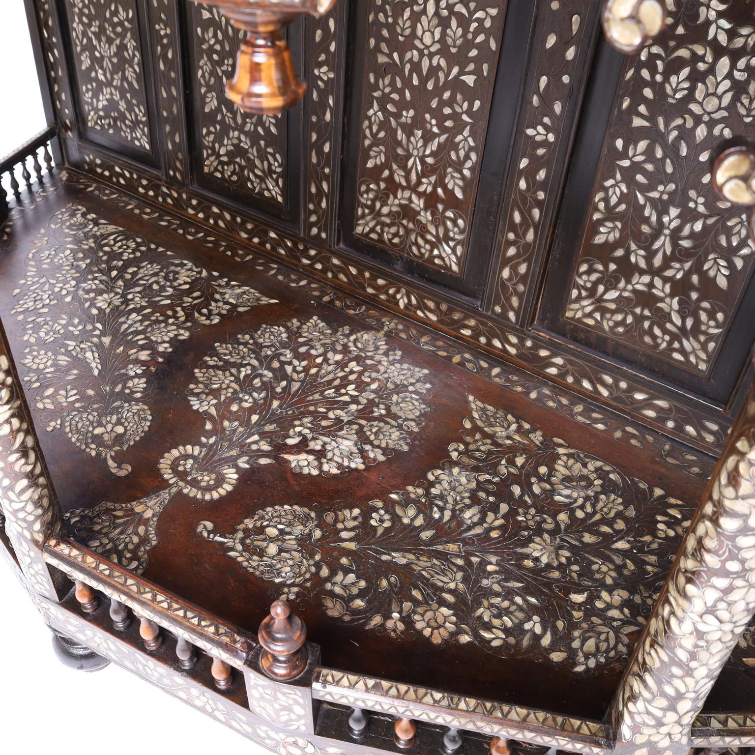 Antique Marble Top Console with Inlaid Mother of Pearl For Sale 3