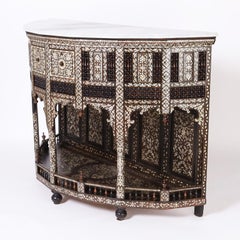 Antique Marble Top Console with Inlaid Mother of Pearl