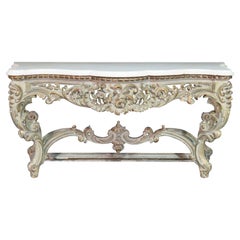 Antique Marble-Top French Rococo Console Table