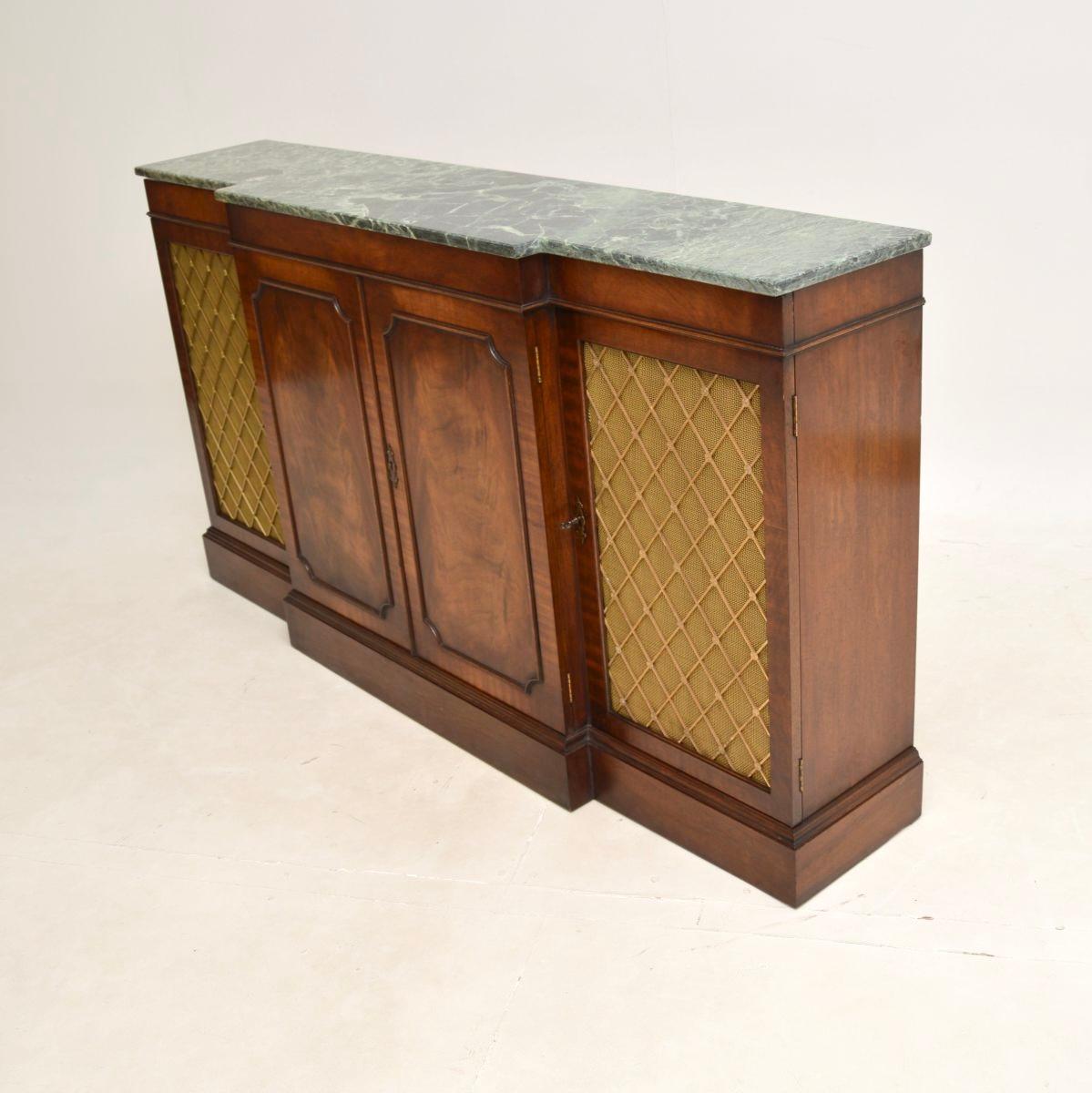 British Antique Marble Top Grill Front Sideboard