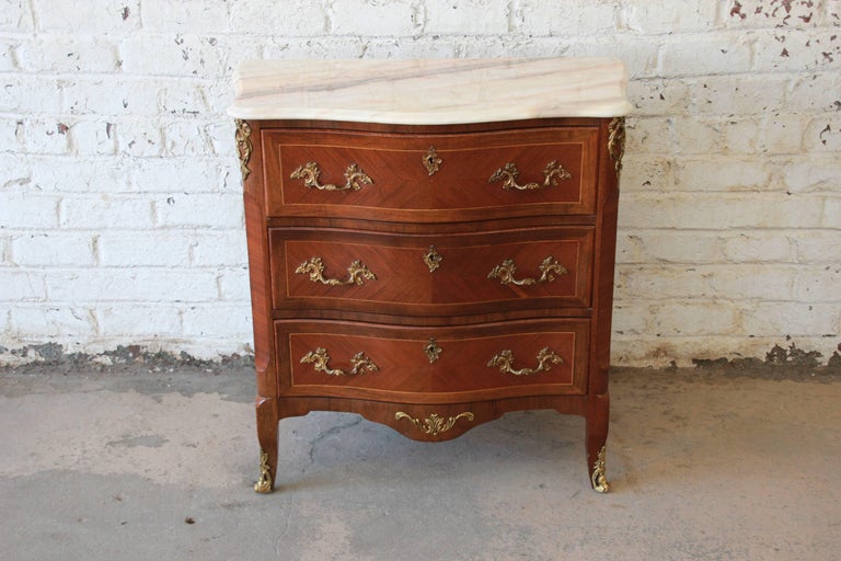 Antique MarbleTop Louis XV Style Bombay Chest, Made in Spain at 1stDibs