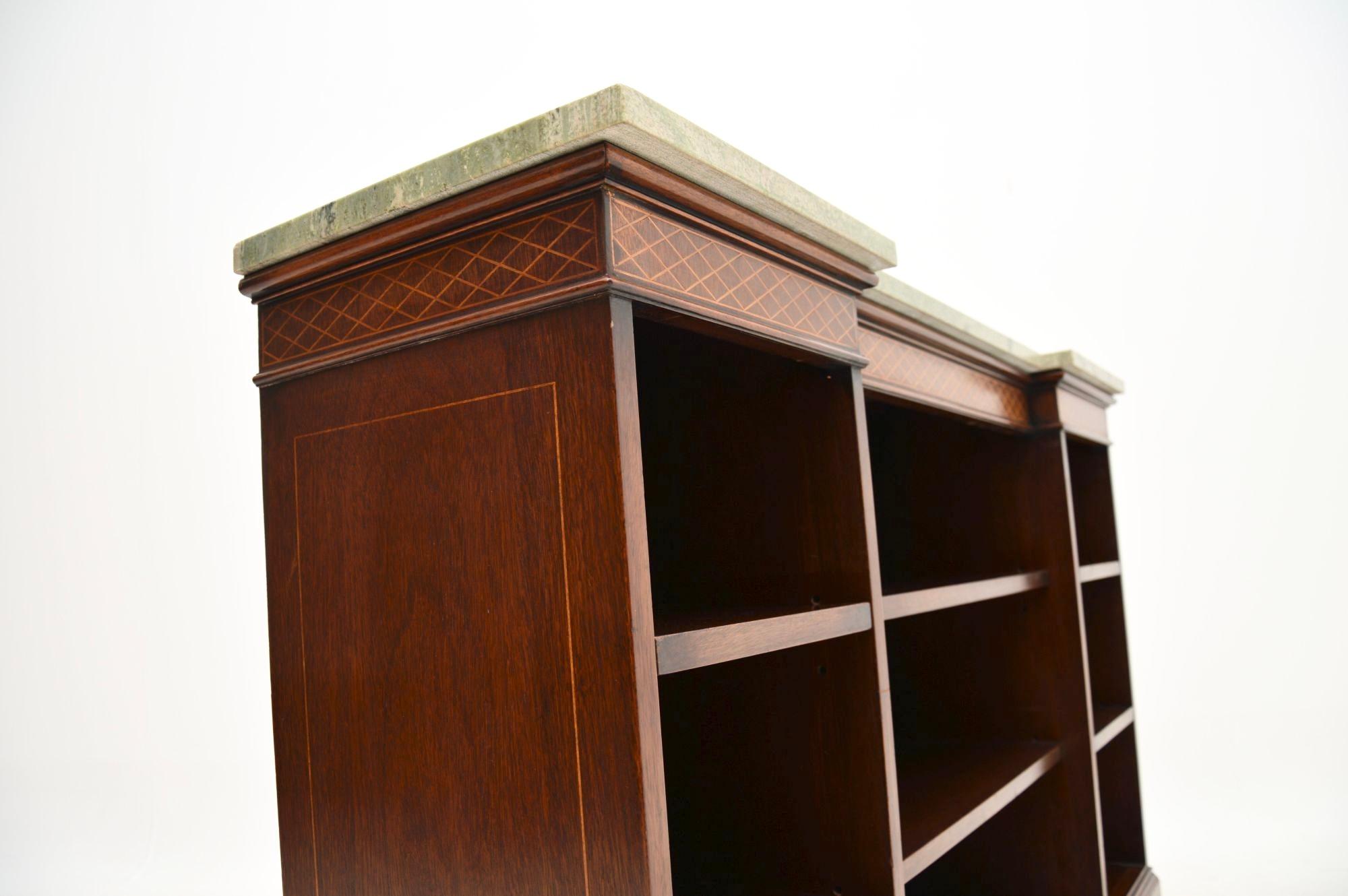 Early 20th Century Antique Marble Top Open Bookcase / Sideboard For Sale
