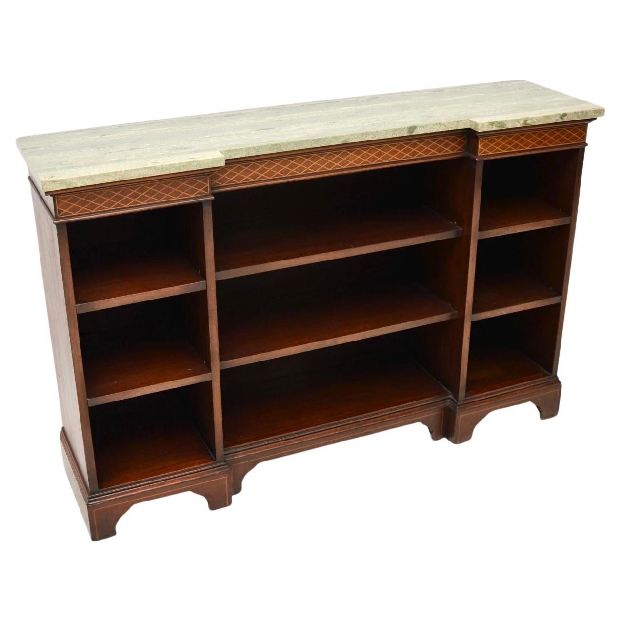 Antique Marble Top Open Bookcase / Sideboard For Sale