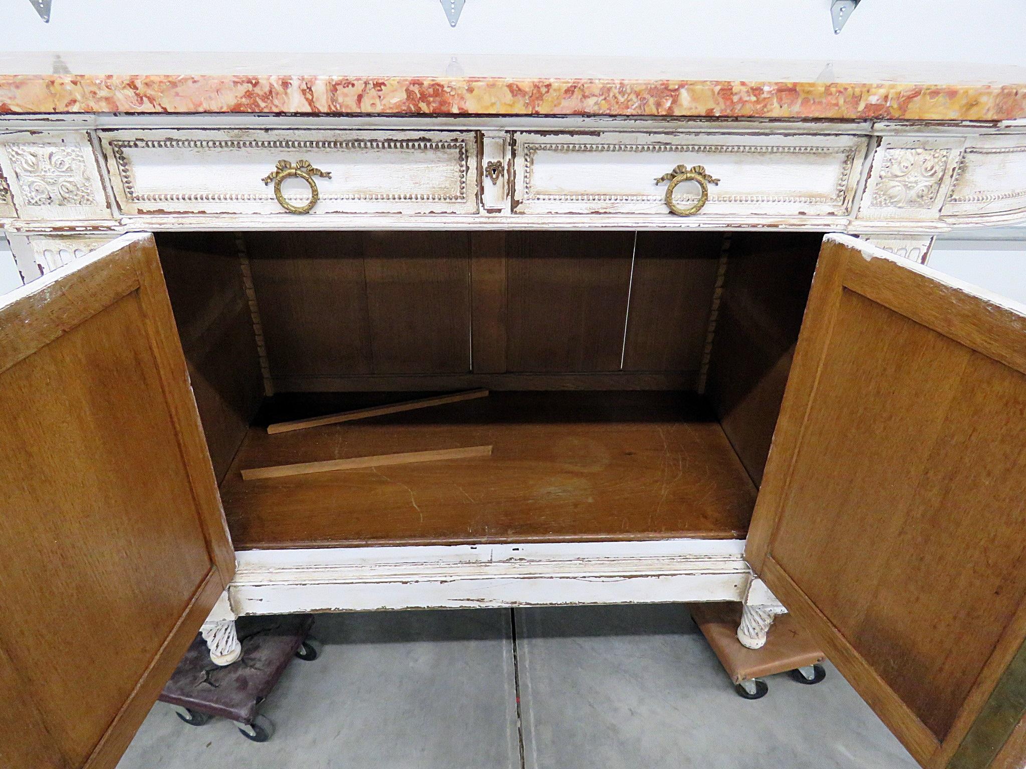 Mirror Antique Marble-Top Sideboard Attributed to Forest