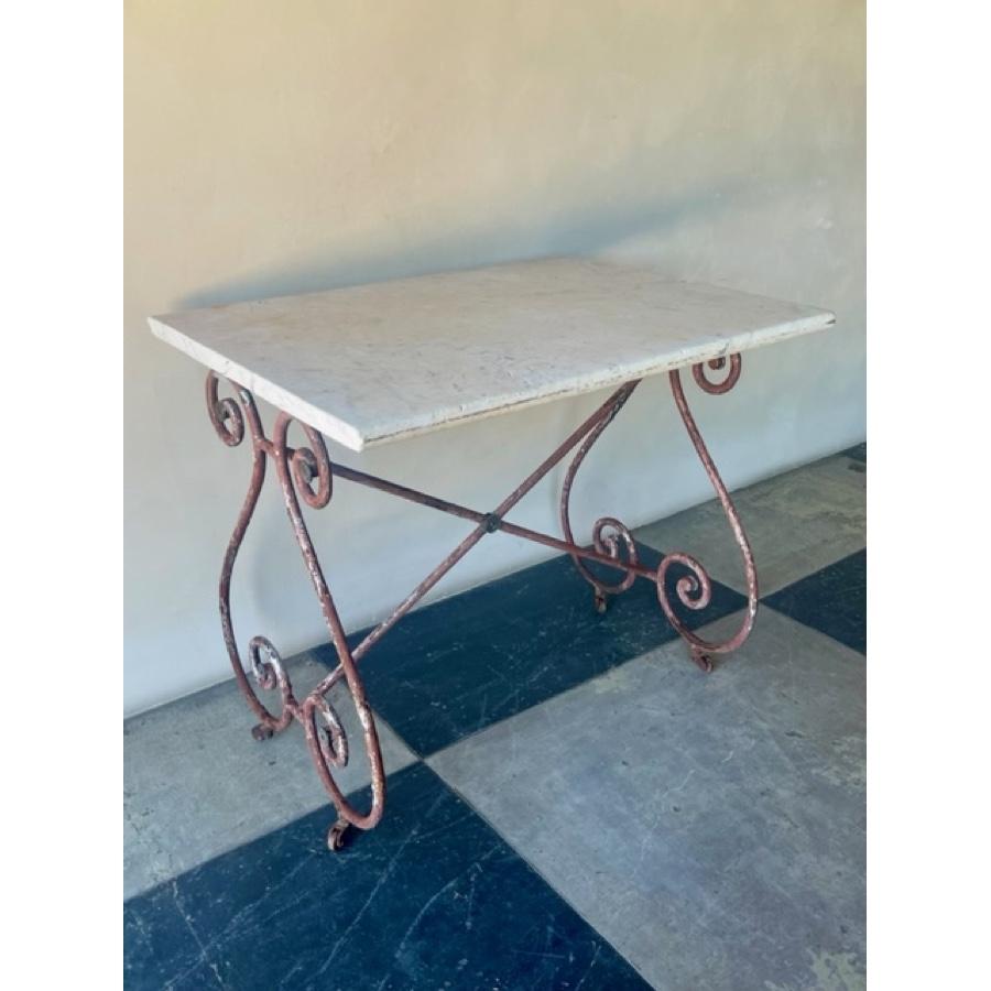 French Antique Marble Top Table, FR-0226 For Sale