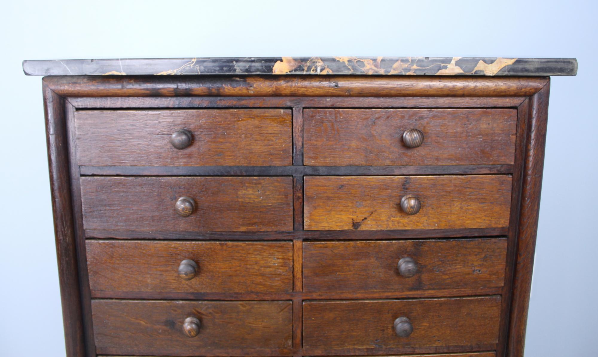 Antique Marble-Topped Bank of Drawers In Good Condition In Port Chester, NY