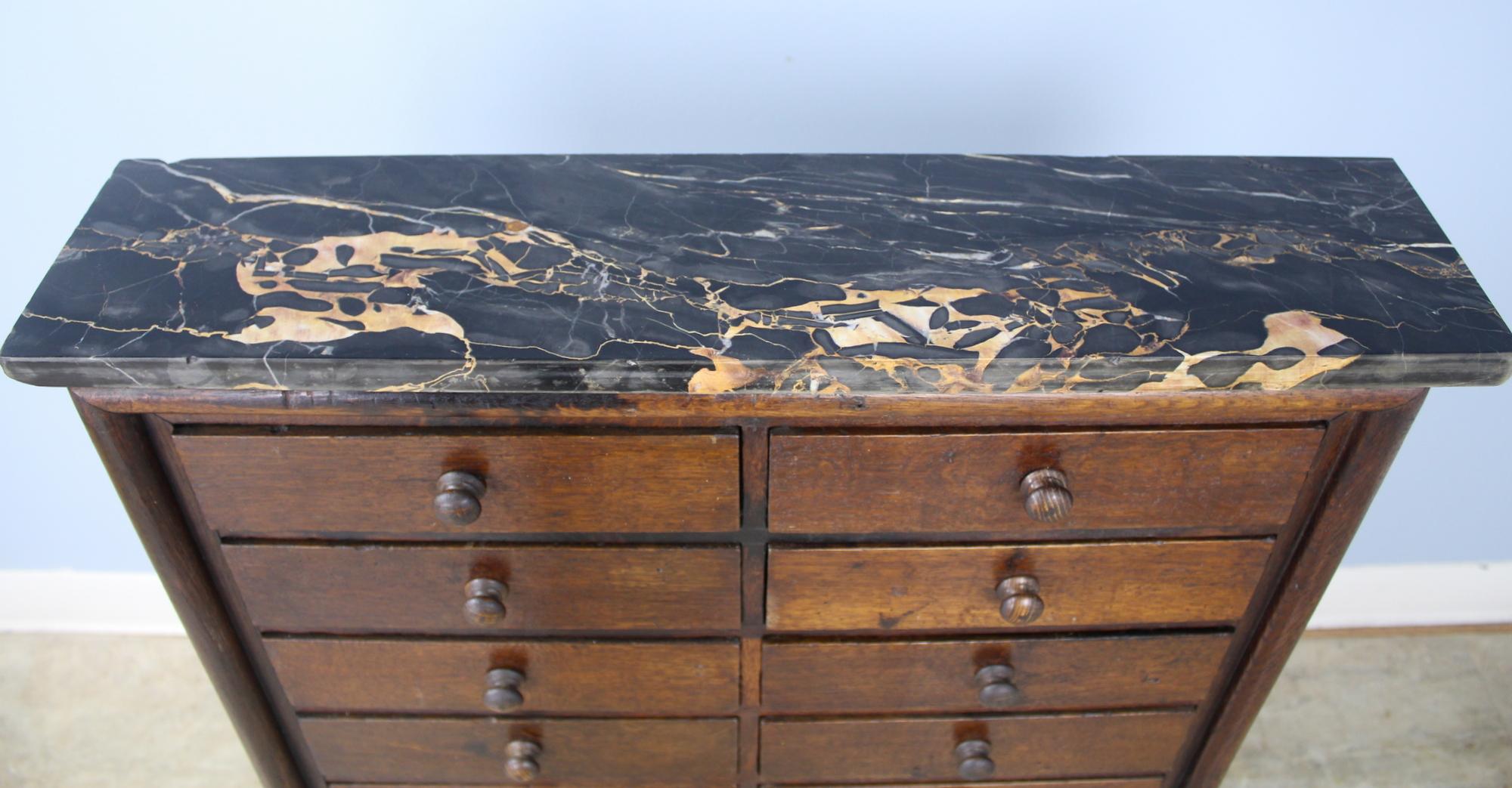 Antique Marble-Topped Bank of Drawers 1