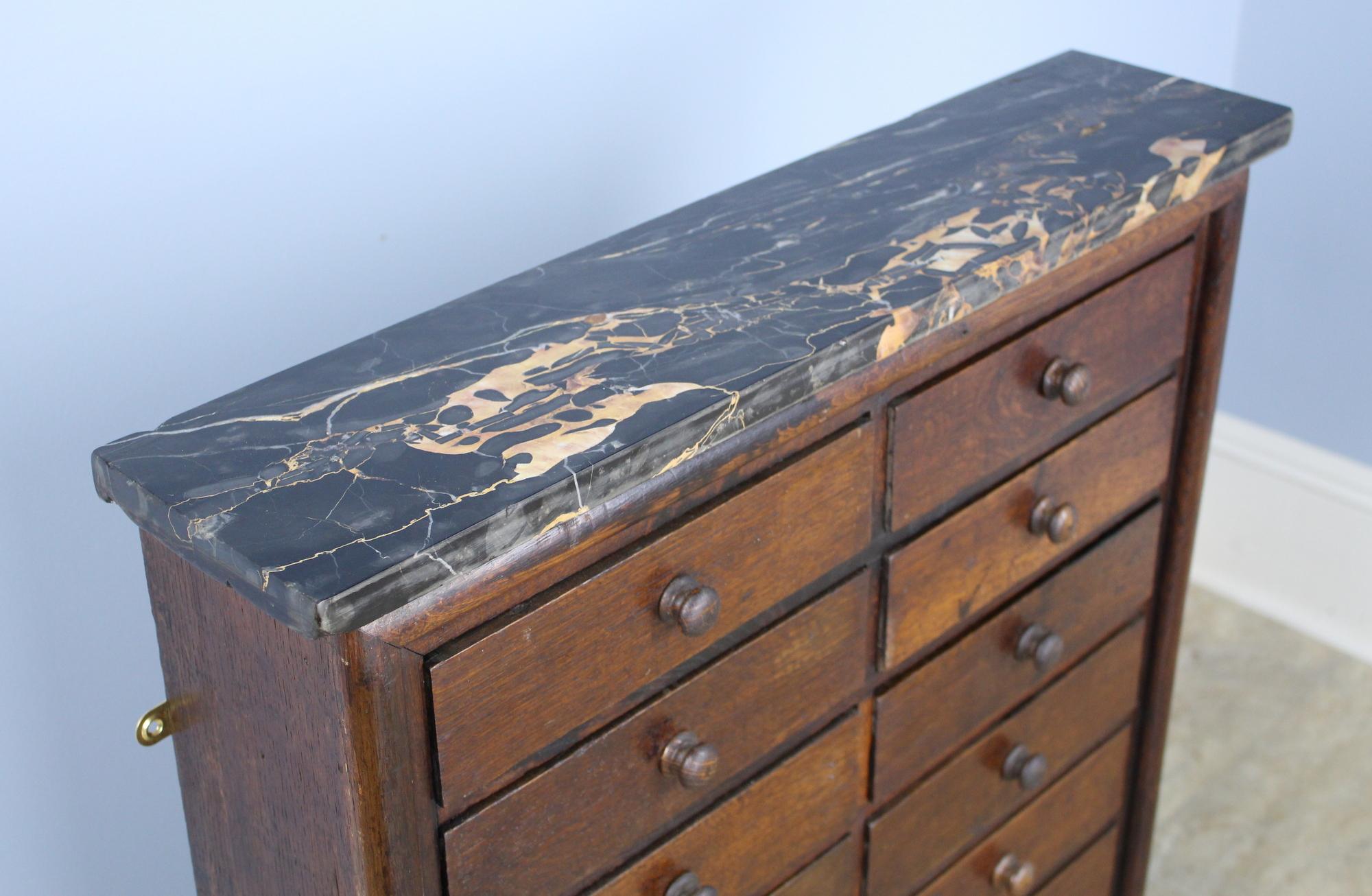 Antique Marble-Topped Bank of Drawers 3