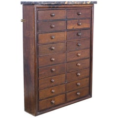 Antique Marble-Topped Bank of Drawers