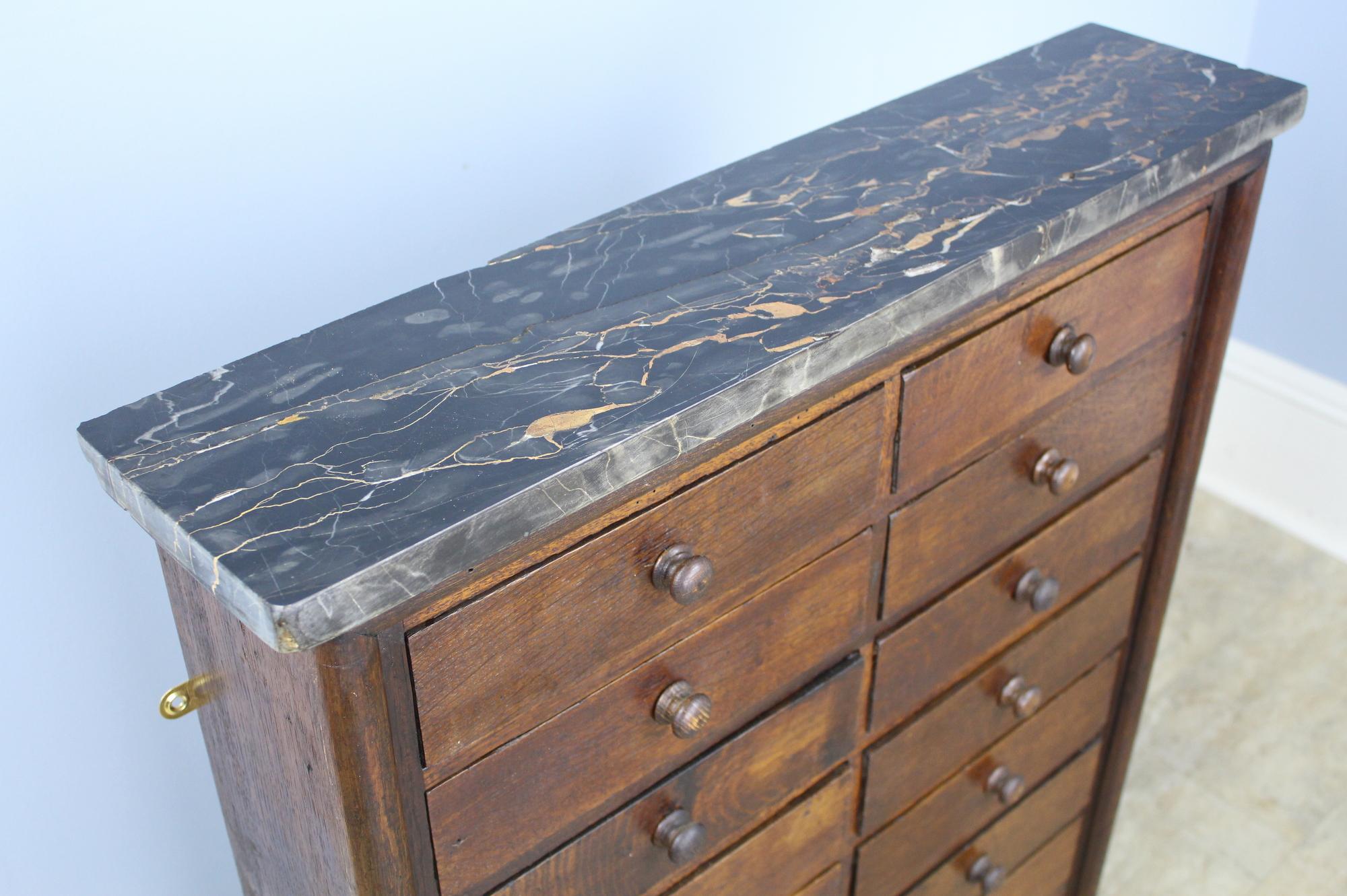 19th Century Antique Marble-Topped Chest of Drawers