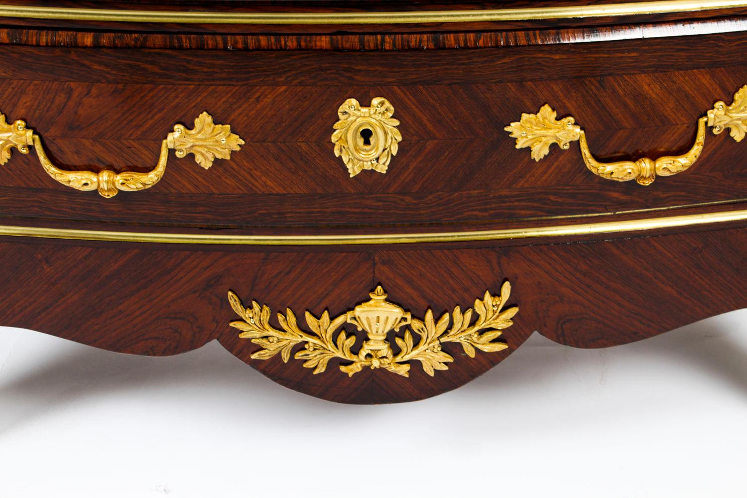 Antique Marble Topped Ormolu-Mounted Goncalo Alves Commode Chest, 19th Century 5