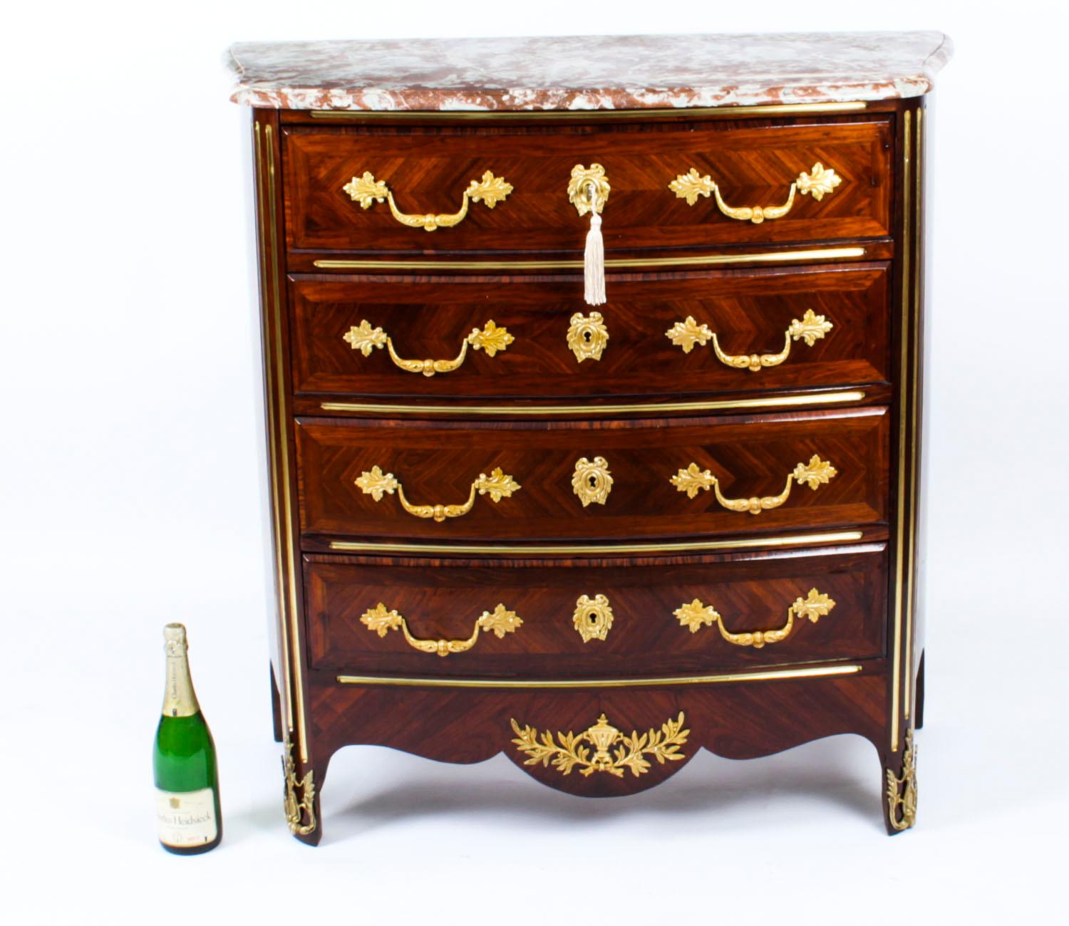 Antique Marble Topped Ormolu-Mounted Goncalo Alves Commode Chest, 19th Century 13