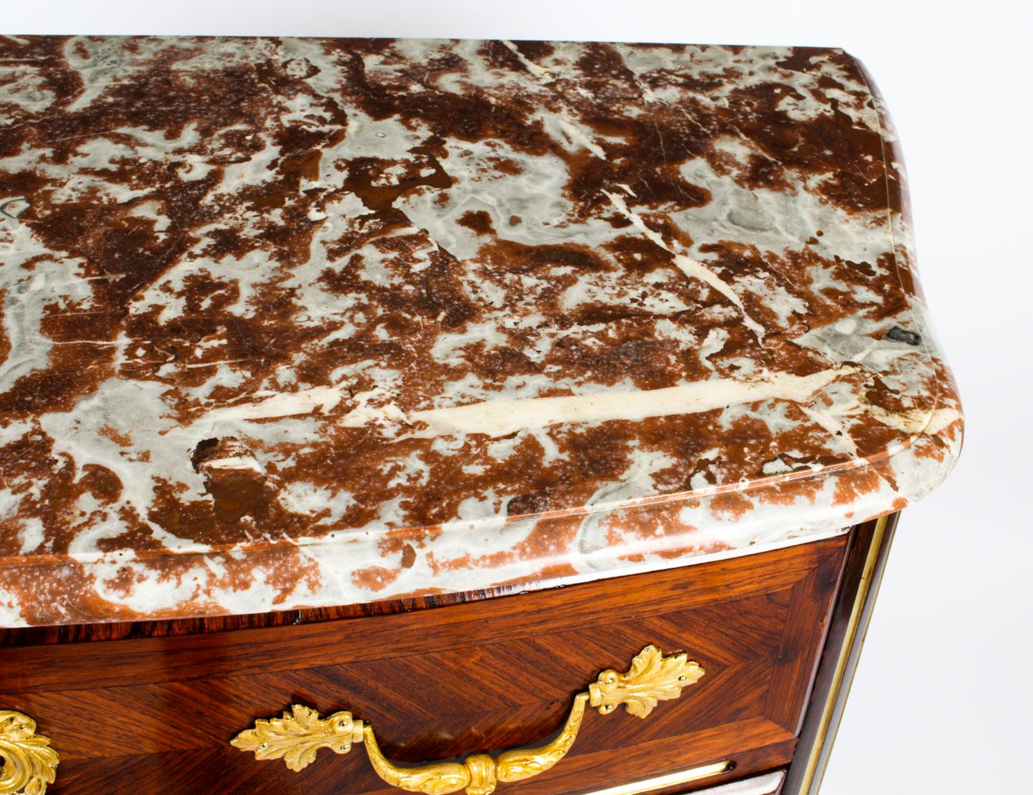 Antique Marble Topped Ormolu-Mounted Goncalo Alves Commode Chest, 19th Century In Good Condition In London, GB