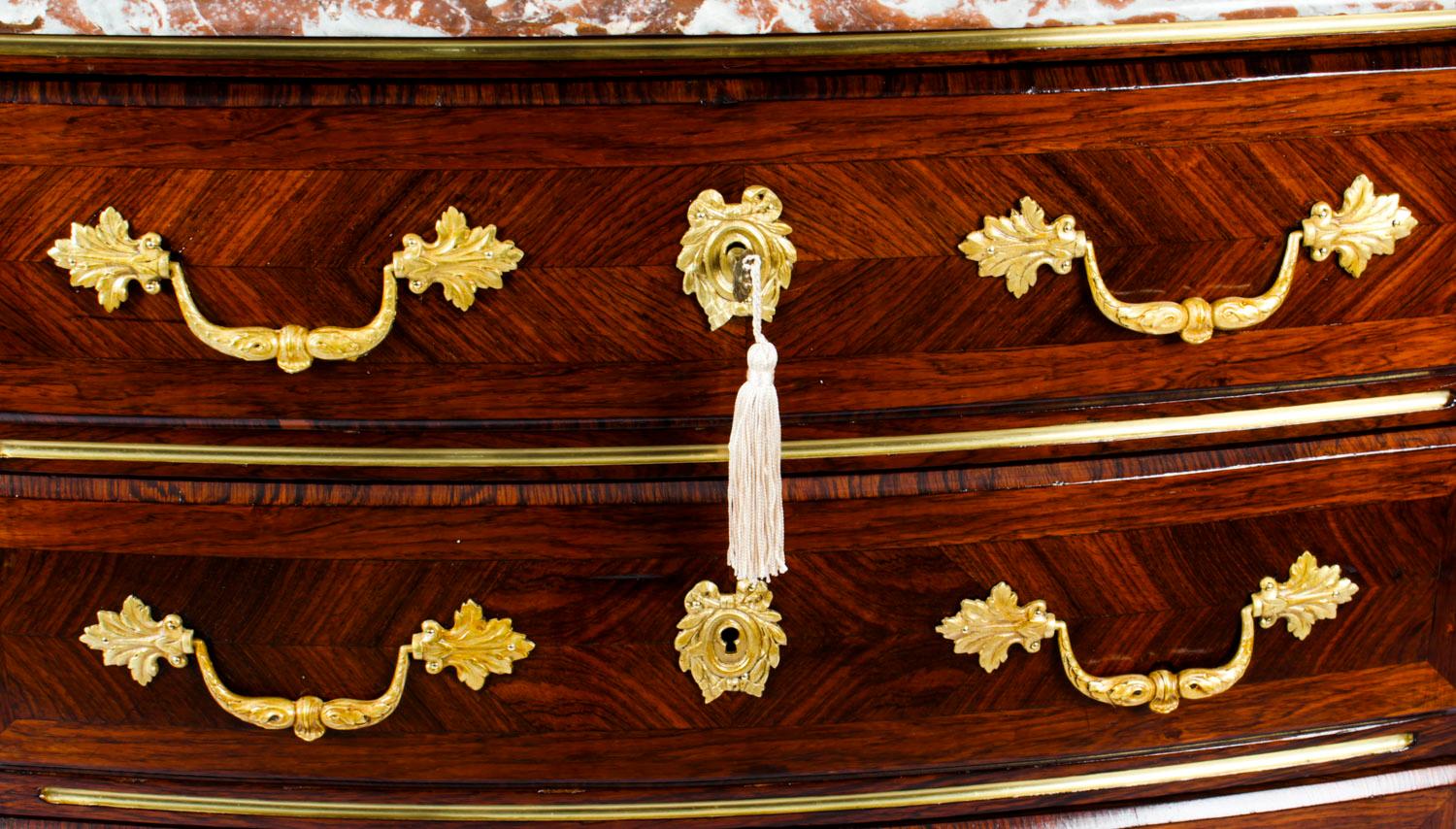 Antique Marble Topped Ormolu-Mounted Goncalo Alves Commode Chest, 19th Century 2