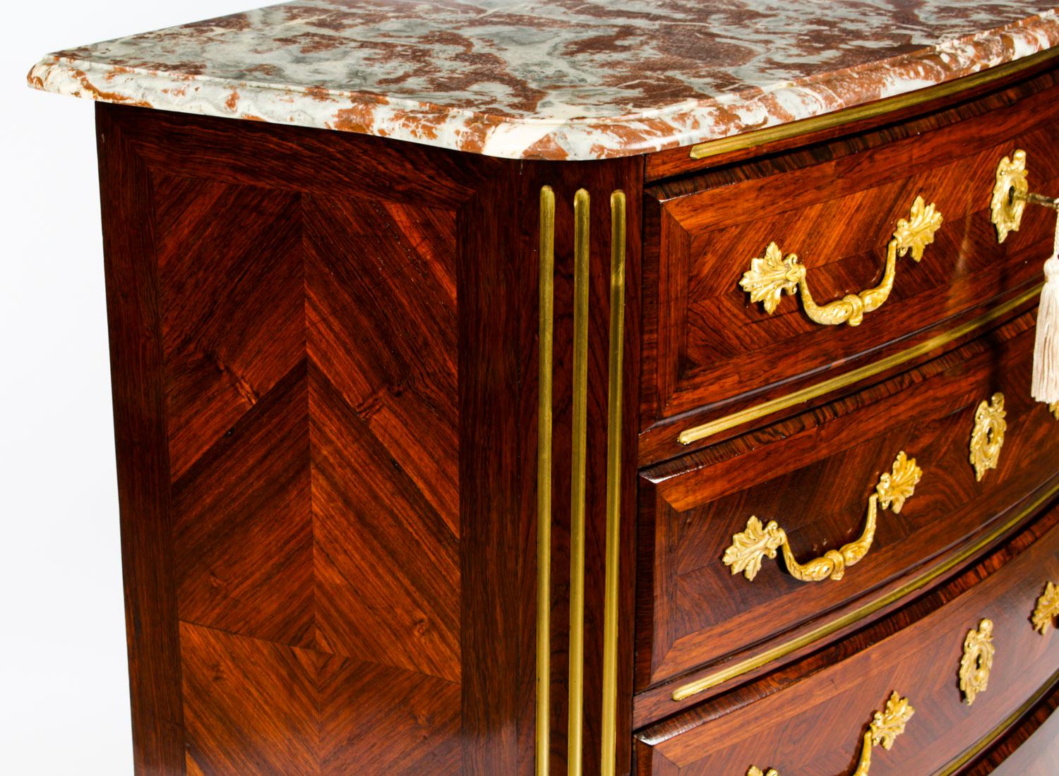 Antique Marble Topped Ormolu-Mounted Goncalo Alves Commode Chest, 19th Century 4