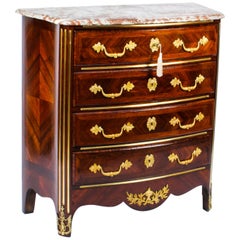 Antique Marble Topped Ormolu-Mounted Goncalo Alves Commode Chest, 19th Century