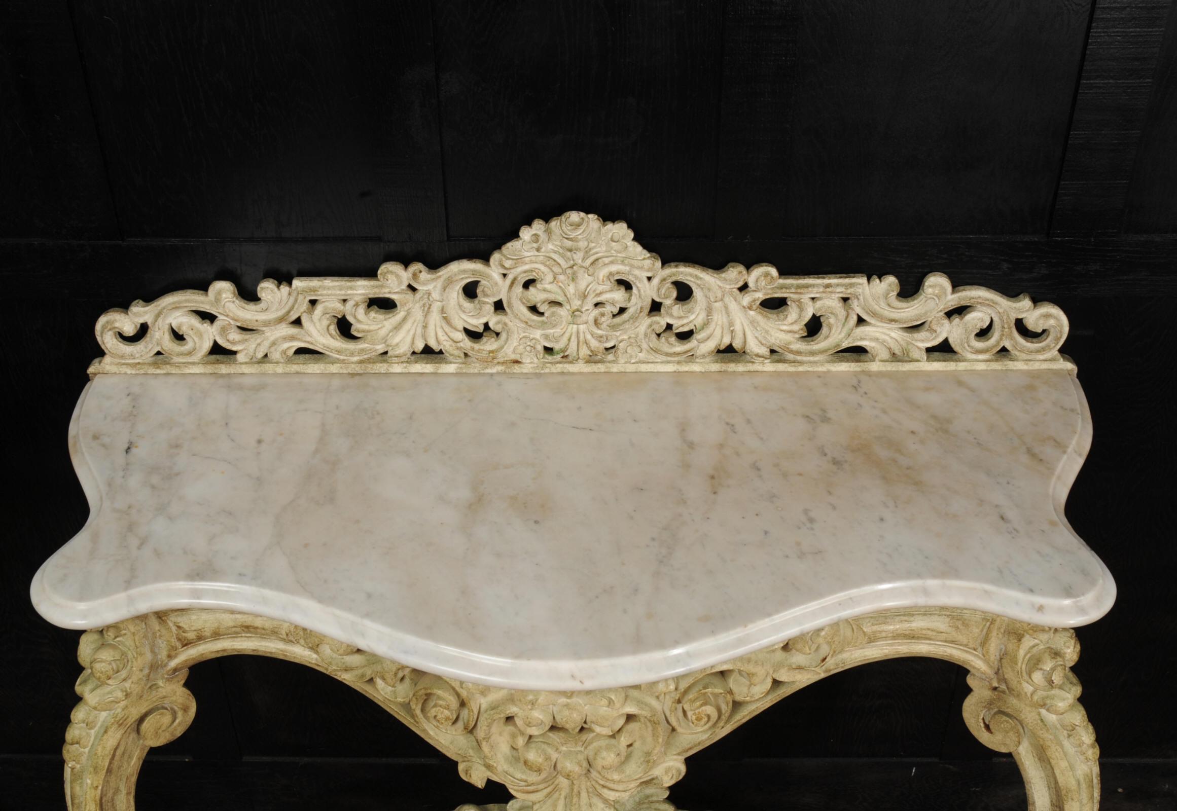 Antique Marble Topped Rococo Console Table For Sale 5