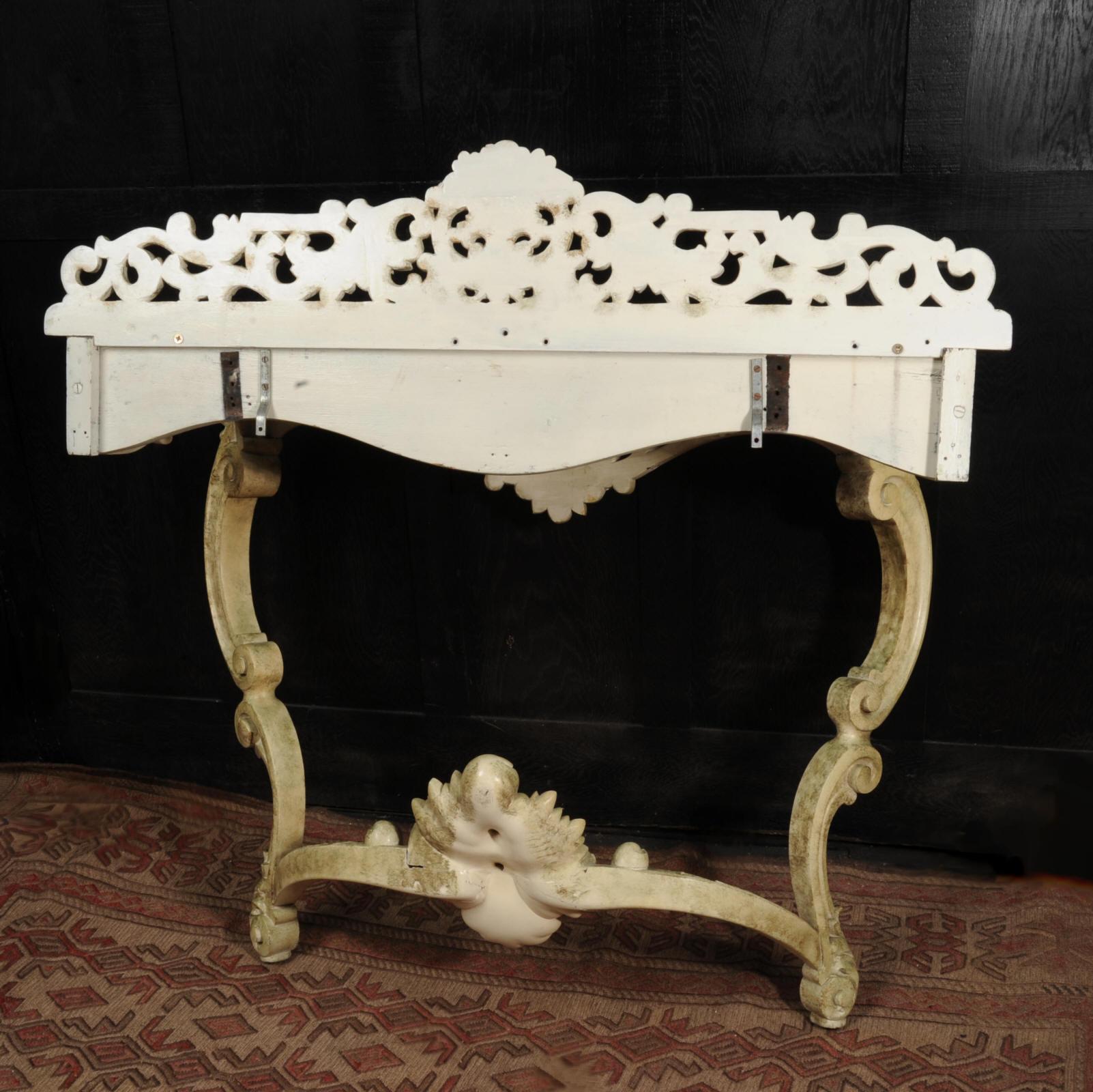 Antique Marble Topped Rococo Console Table For Sale 7