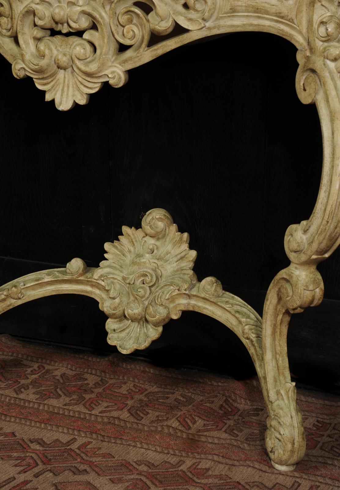 Antique Marble Topped Rococo Console Table For Sale 2