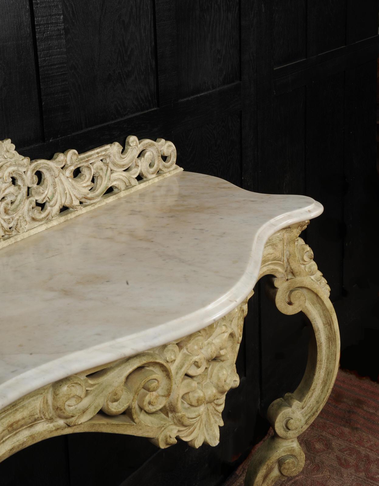 Antique Marble Topped Rococo Console Table For Sale 3