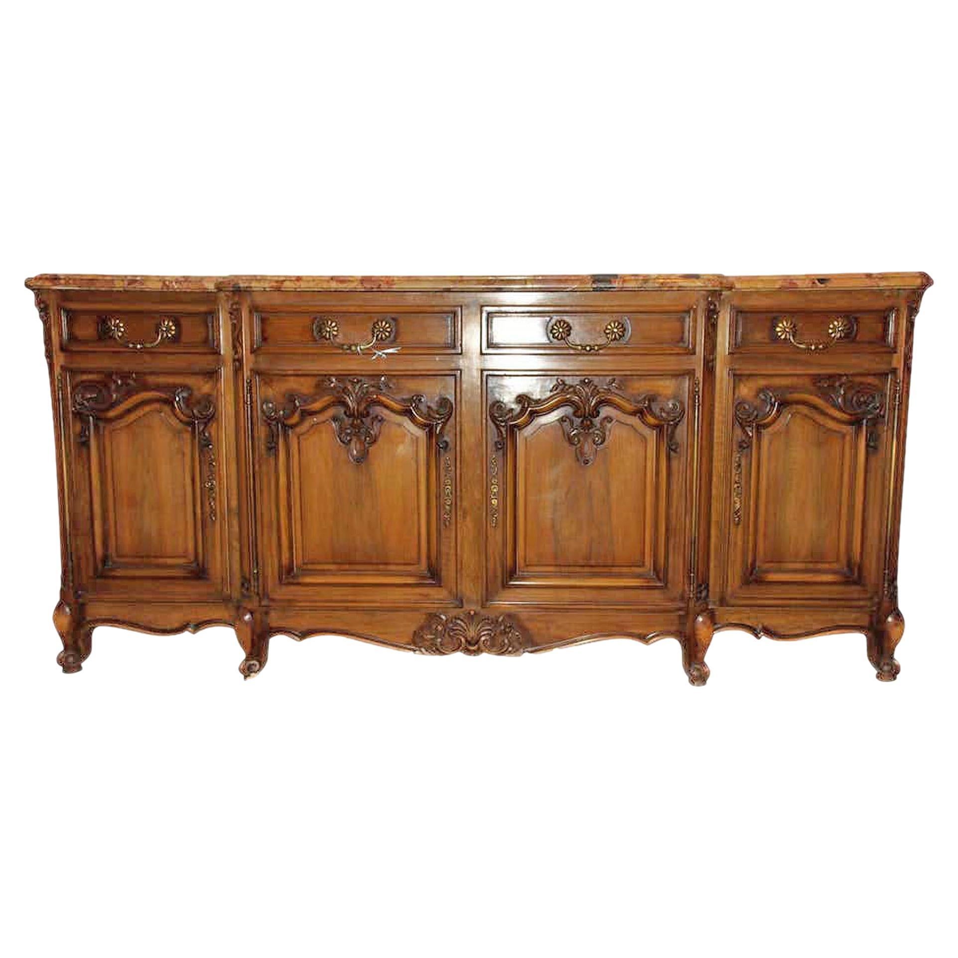 Antique Marble-Topped Sideboard For Sale