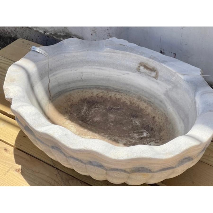 Antique Marble Vessel Sink - BA-0104 In Distressed Condition For Sale In Scottsdale, AZ