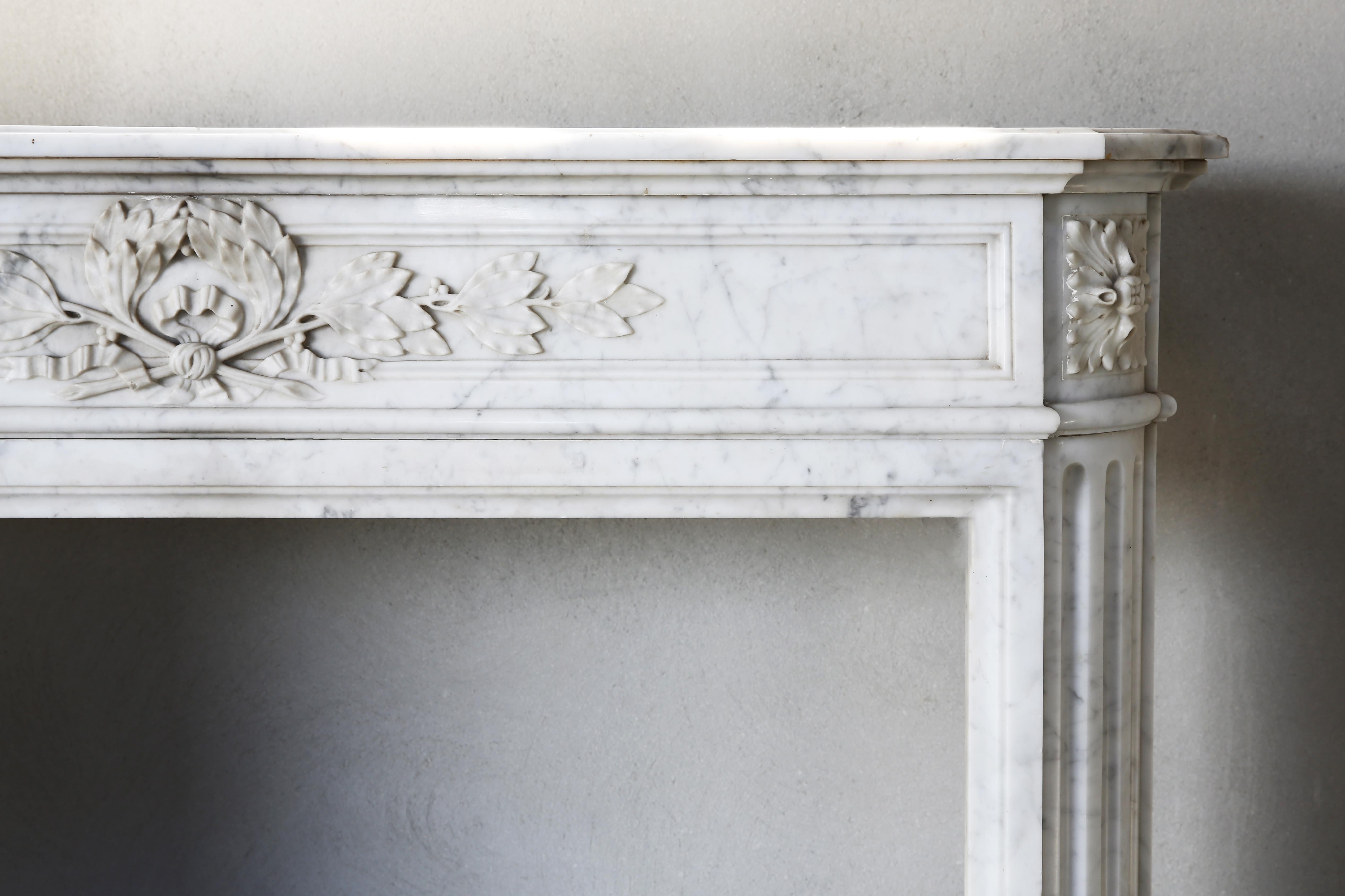 Other Antique Marble White Fireplace, 19th Century, Louis XVI