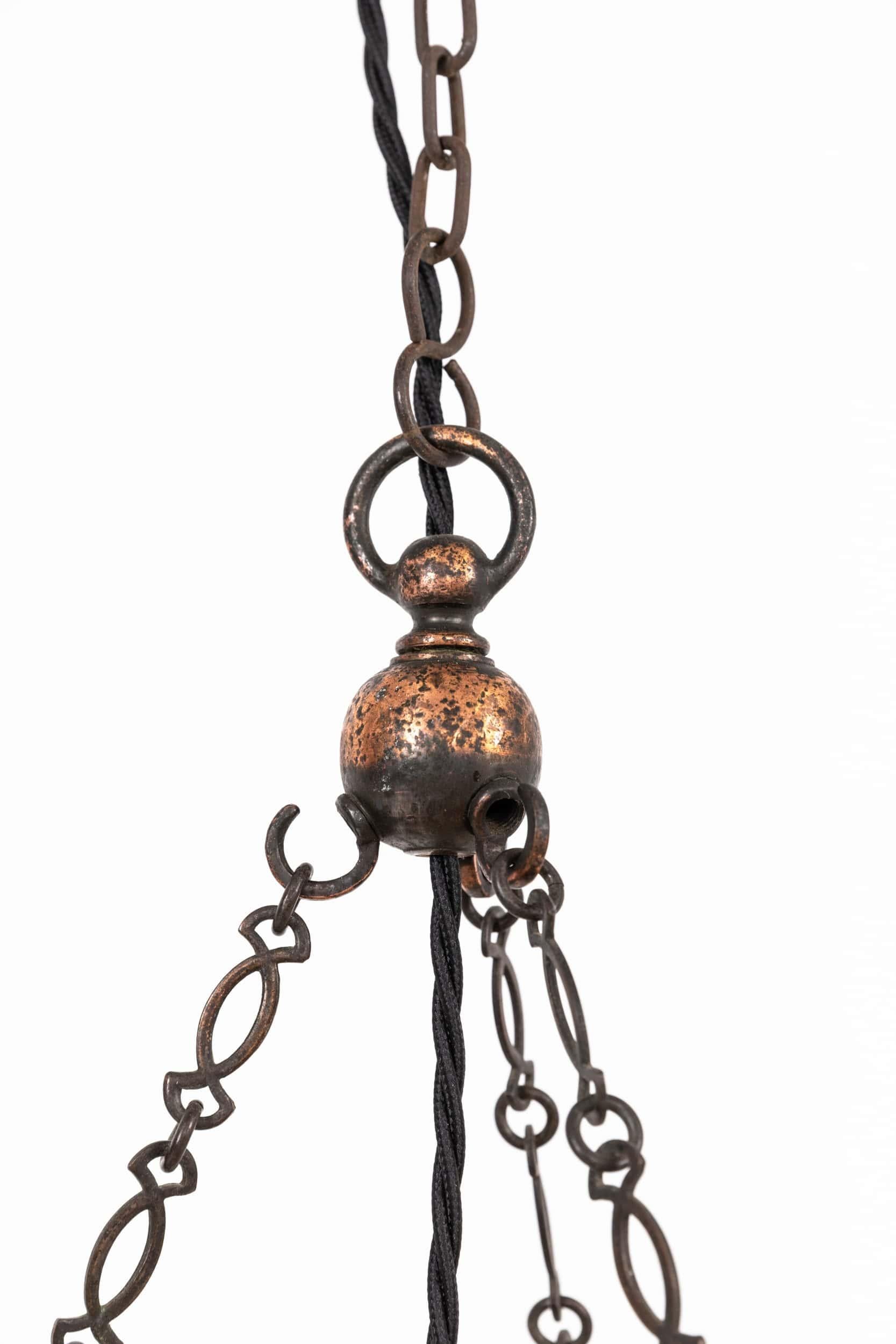 Intagliato a mano Antico Plafonnier da soffitto in alabastro marmorizzato a sospensione, C.C. 1910 in vendita