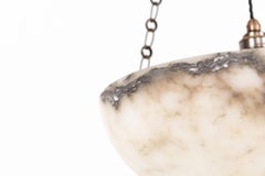 Antique Marbled French Alabaster Plafonnier Ceiling Light Pendant, C.1910