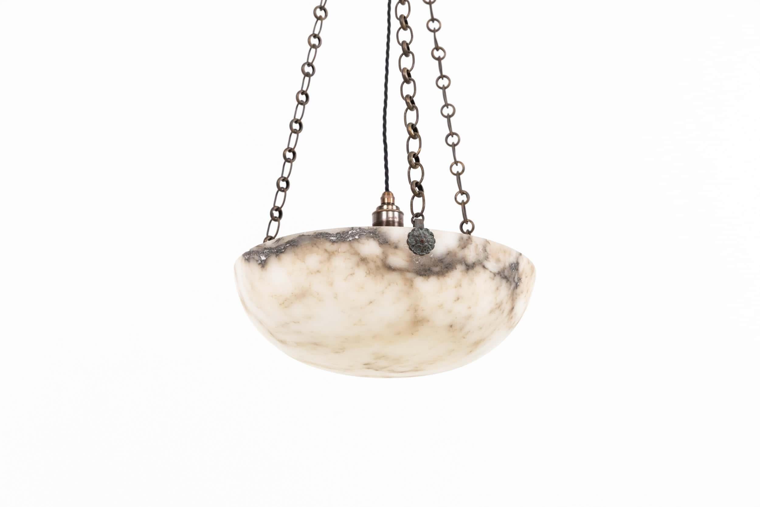 Alabastro Antique Plafonnier francese in alabastro marmorizzato, C.C. in vendita