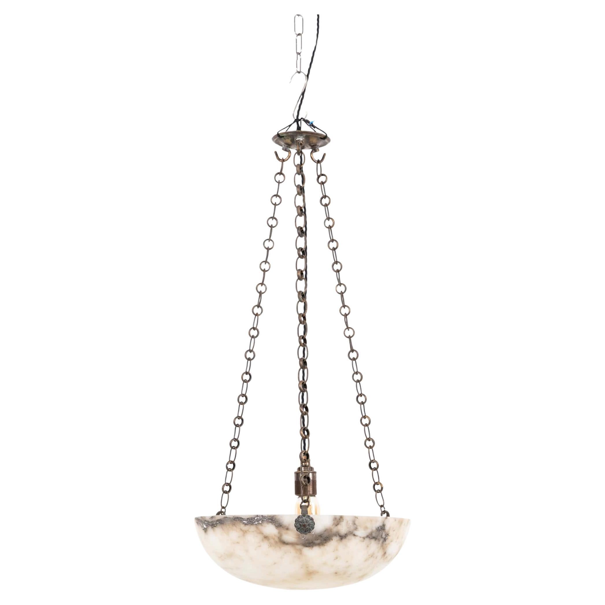 Antique Plafonnier francese in alabastro marmorizzato, C.C.