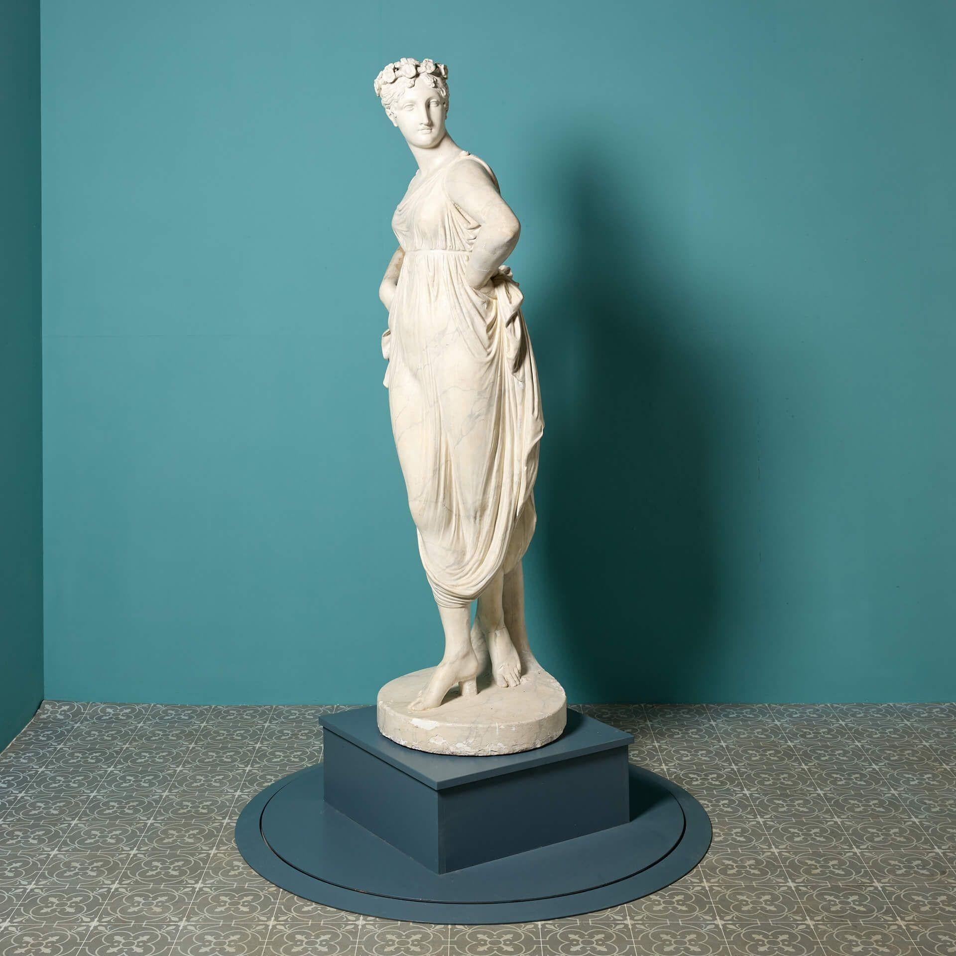 English Antique Marbled Plaster Statue of Hebe For Sale