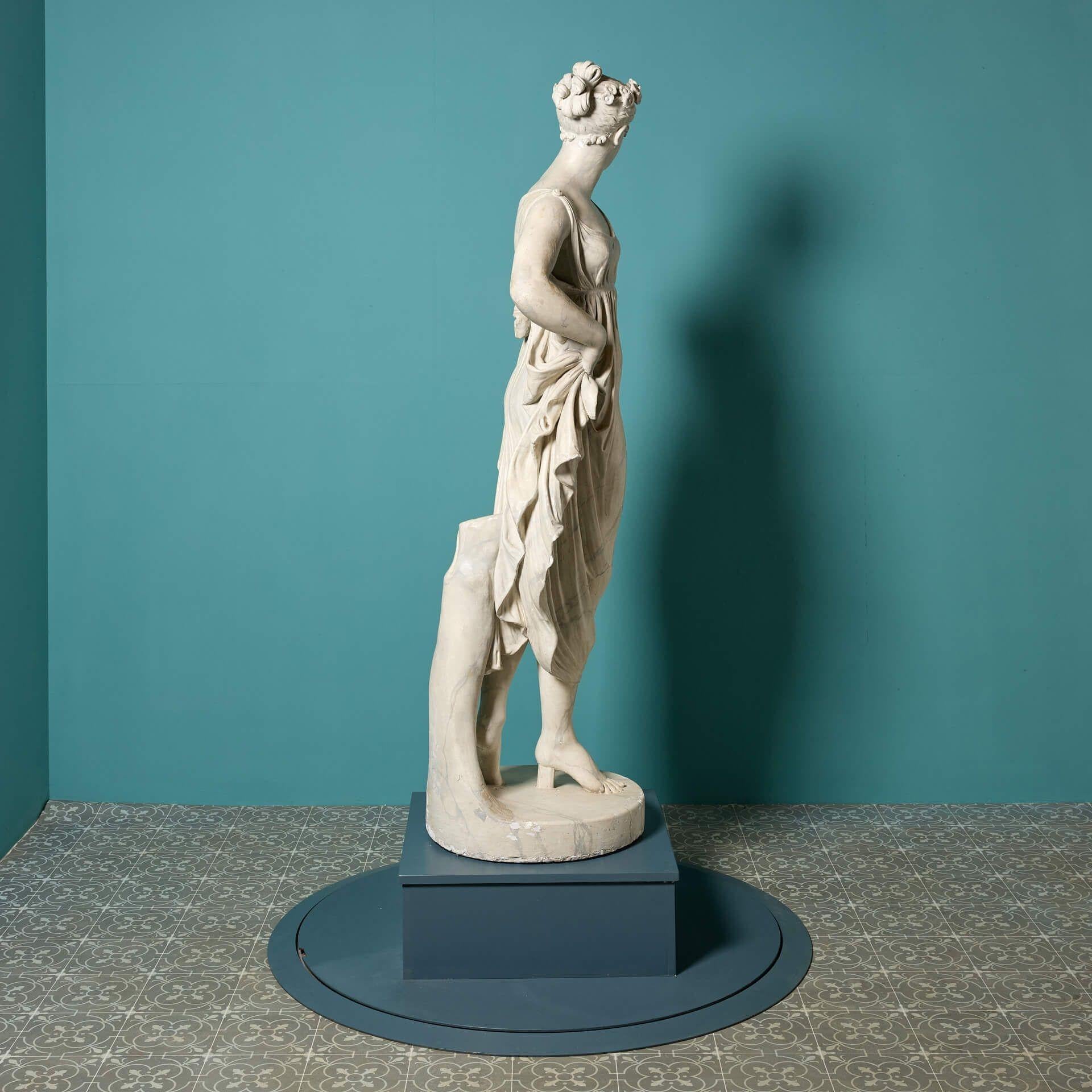 19th Century Antique Marbled Plaster Statue of Hebe For Sale
