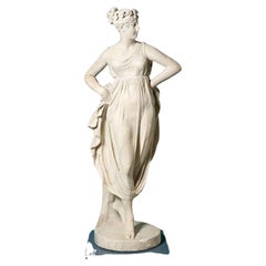 Antique Marbled Plaster Statue of Hebe