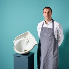 Small Antique Marbleised Corner Basin
