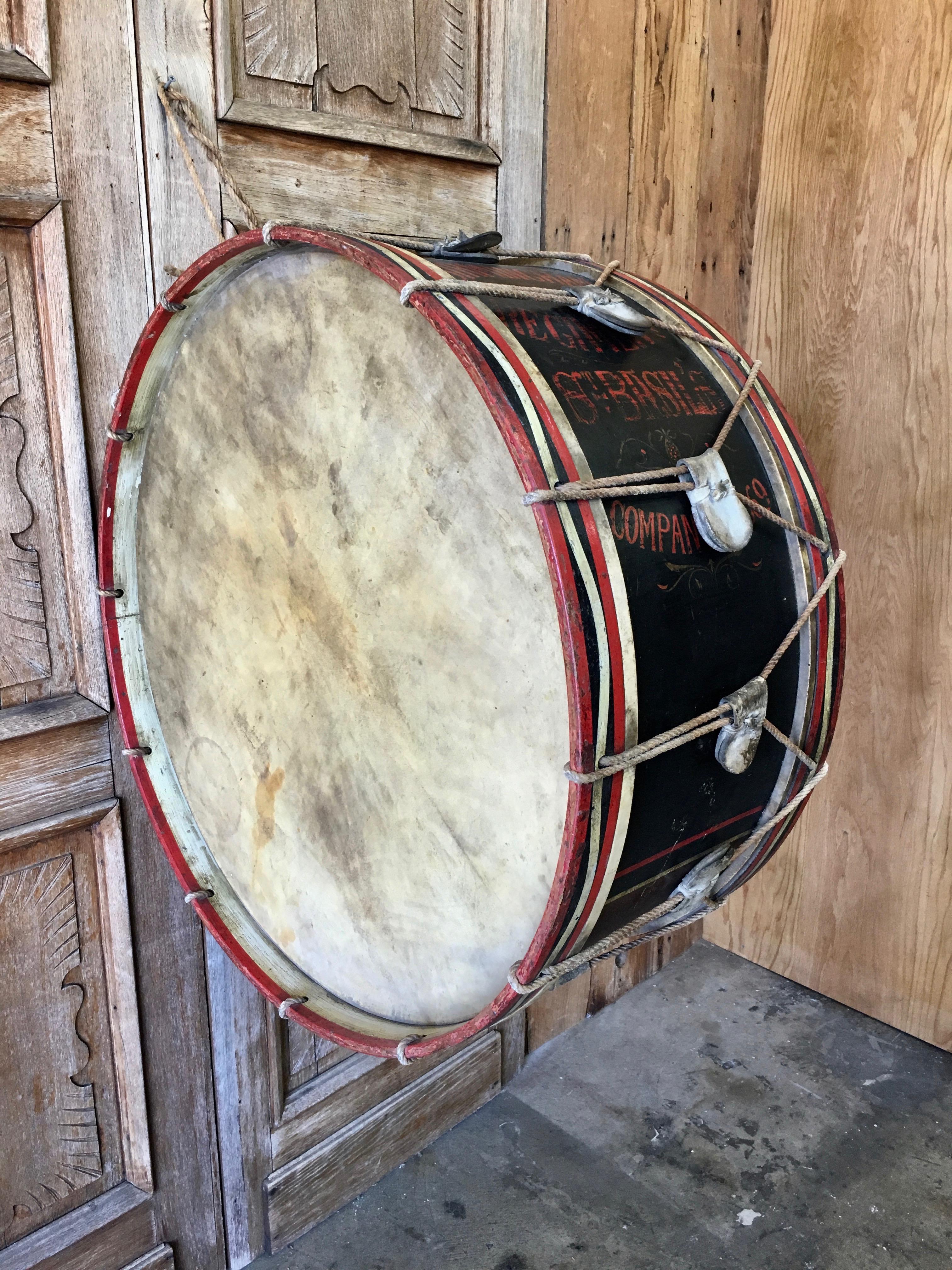 20th Century Antique Marching Band Drum from the Church Lad's Brigade