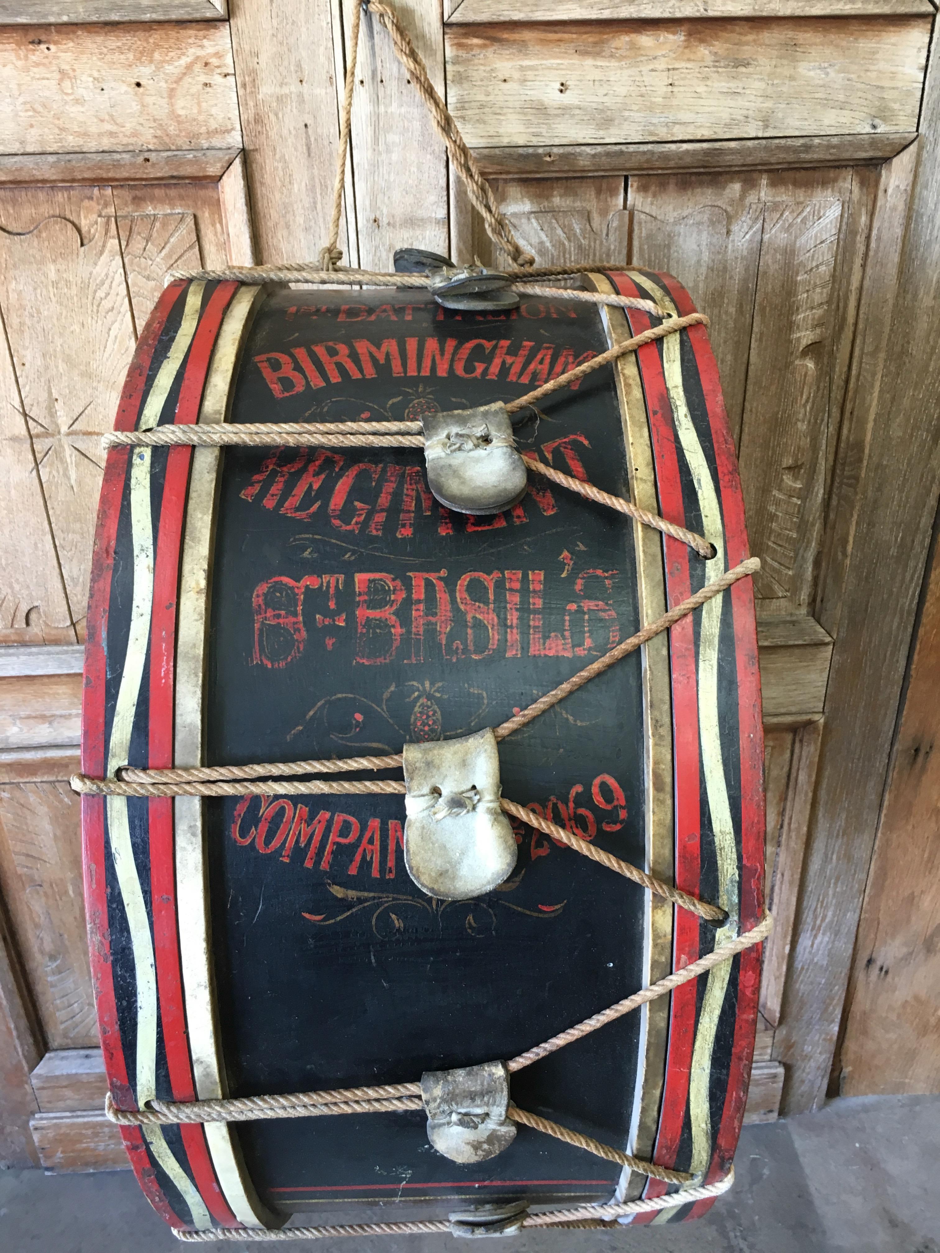 Leather Antique Marching Band Drum from the Church Lad's Brigade
