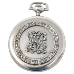 Antike Marcus & Co Platin-Diamant-Taschenuhr Vintage Wind Up Monogramm Vintage