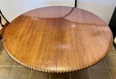 Antique Margolis Round Expandable Mahogany Dining Table to Ninety Six Inches