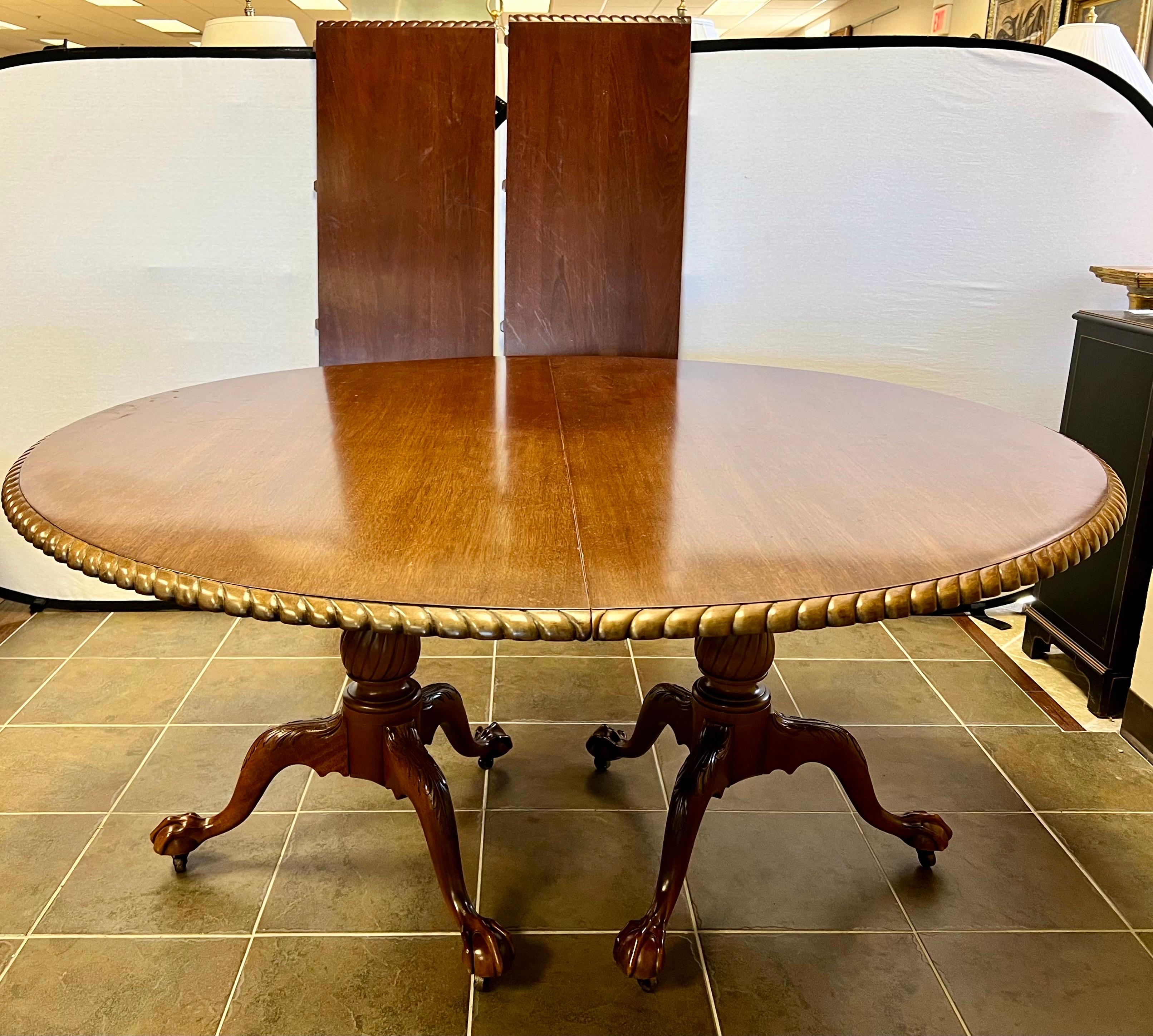 Antique Margolis Round Expandable Mahogany Dining Table to Ninety Six Inches 1