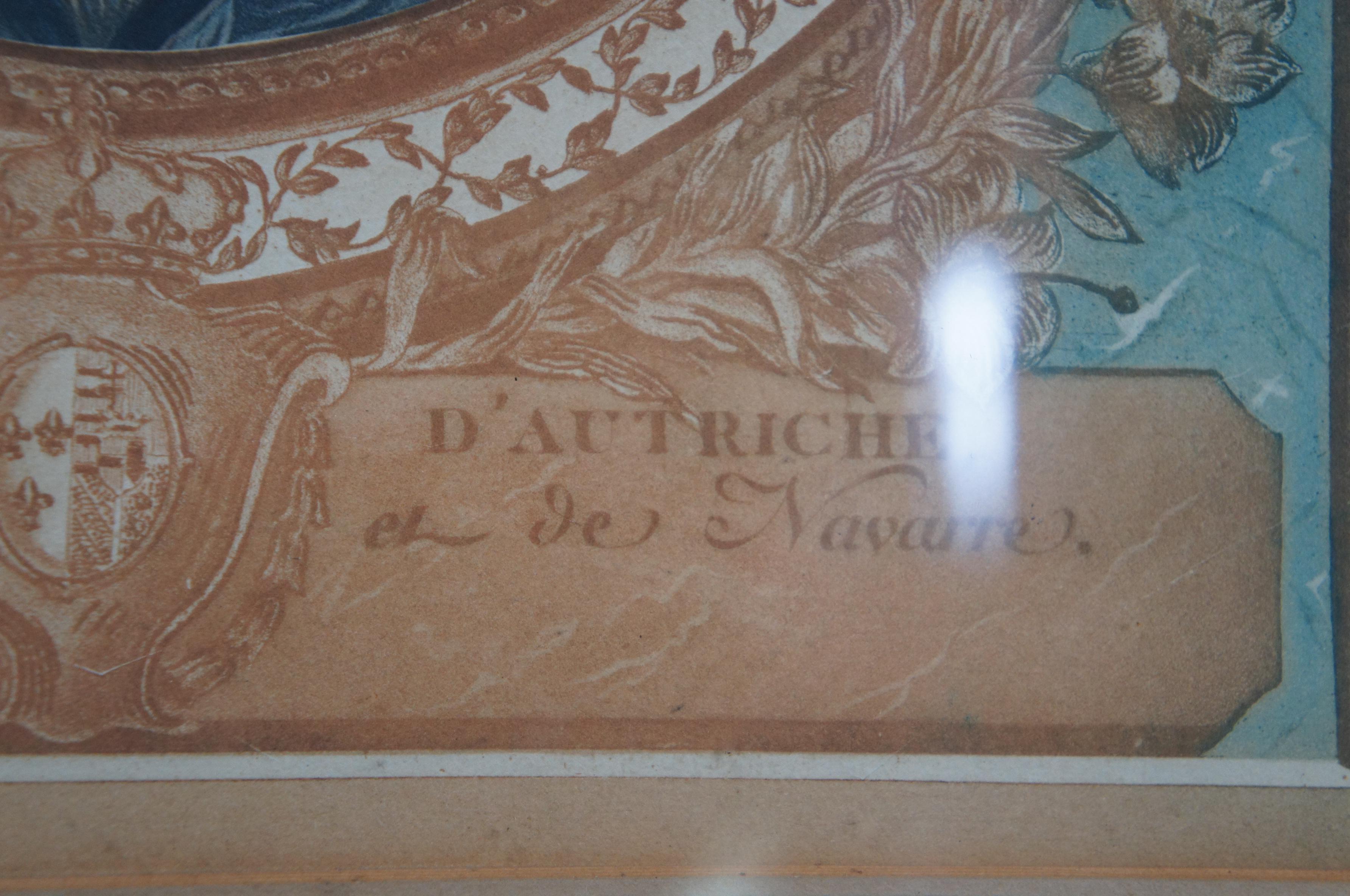 Louis XVI Antique Marie Antoinette d'Autriche Queen of France et de Navarre Engraving