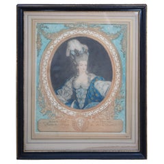 Gravure ancienne de Marie Antoinette d'Autriche Reine de France et de Navarre