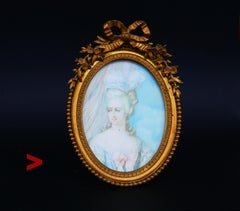 Antique Marie Antuanette Miniature Portrait Tempera Painting