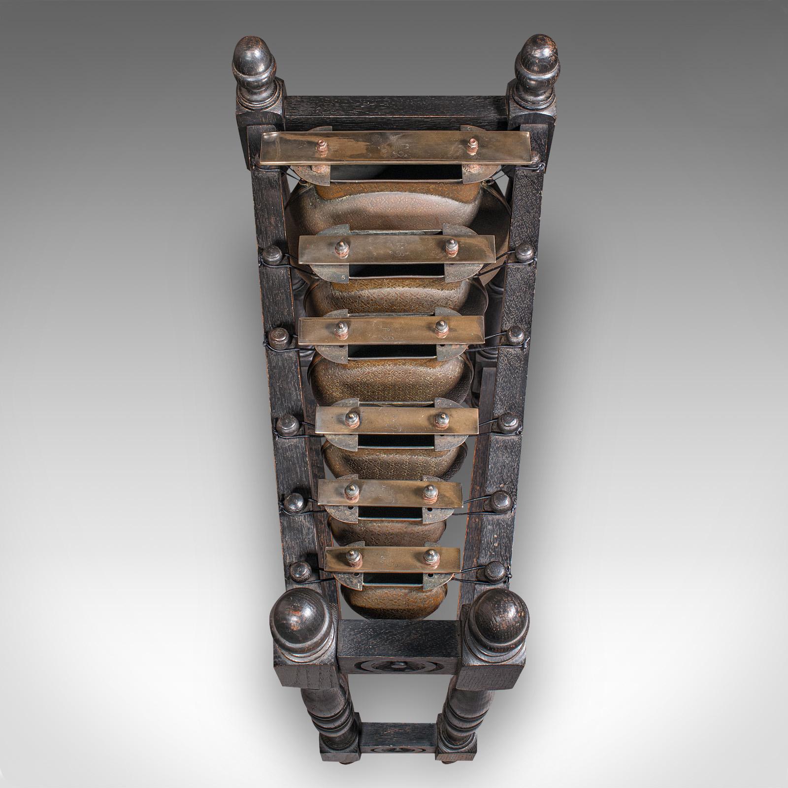 Early 20th Century Antique Marimbaphone, English Brass, Oak, Musical Instrument, Glockenspiel, 1920 For Sale