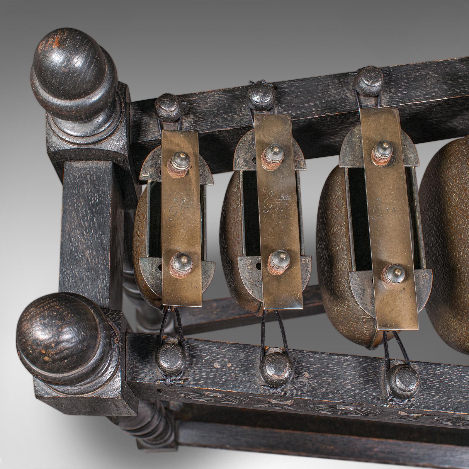 Antique Marimbaphone, English Brass, Oak, Musical Instrument, Glockenspiel, 1920 For Sale 1