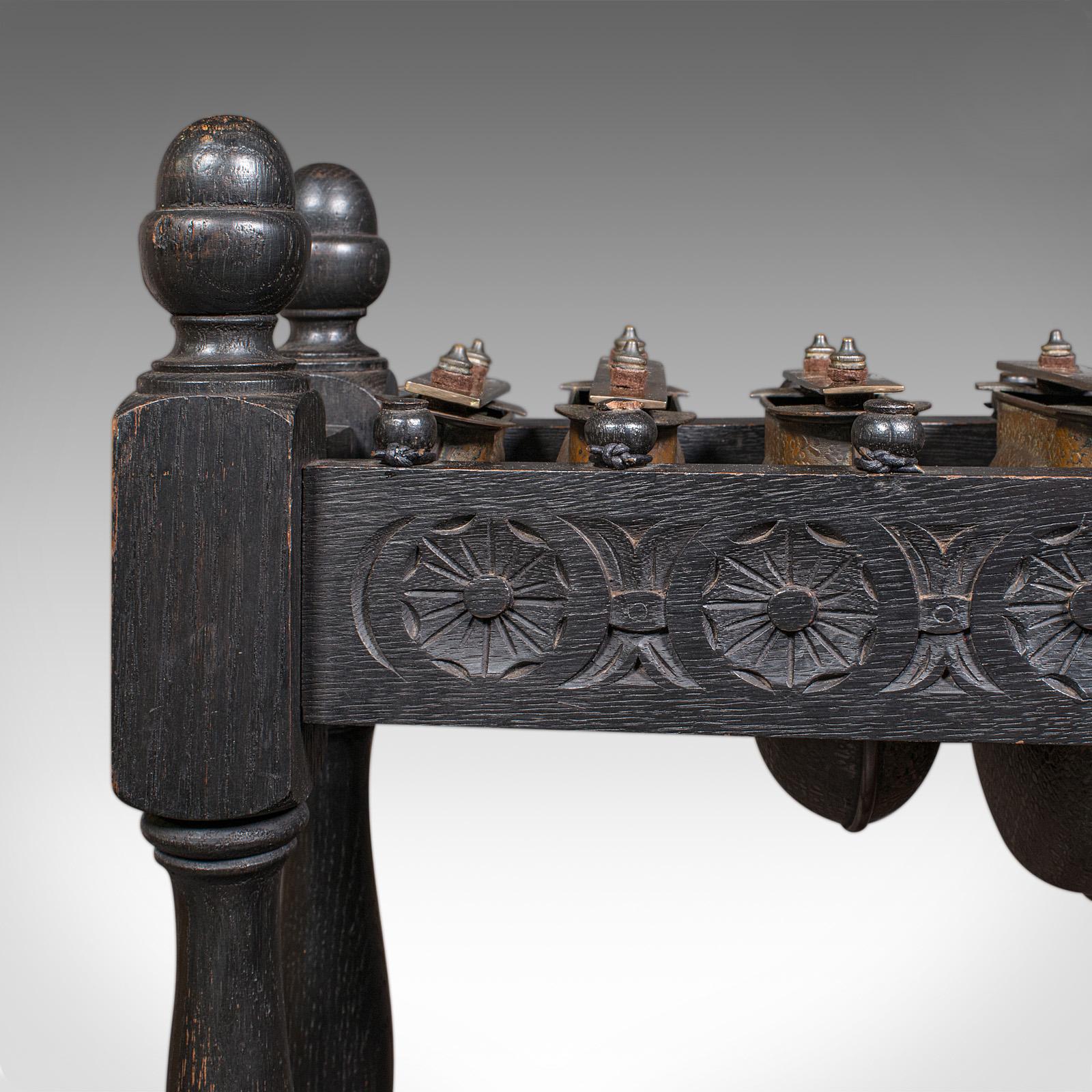 Antique Marimbaphone, English Brass, Oak, Musical Instrument, Glockenspiel, 1920 For Sale 3