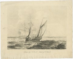 Antique Marine Etching, Fishing Boats at Sea, Powell & Sherlock, 1811