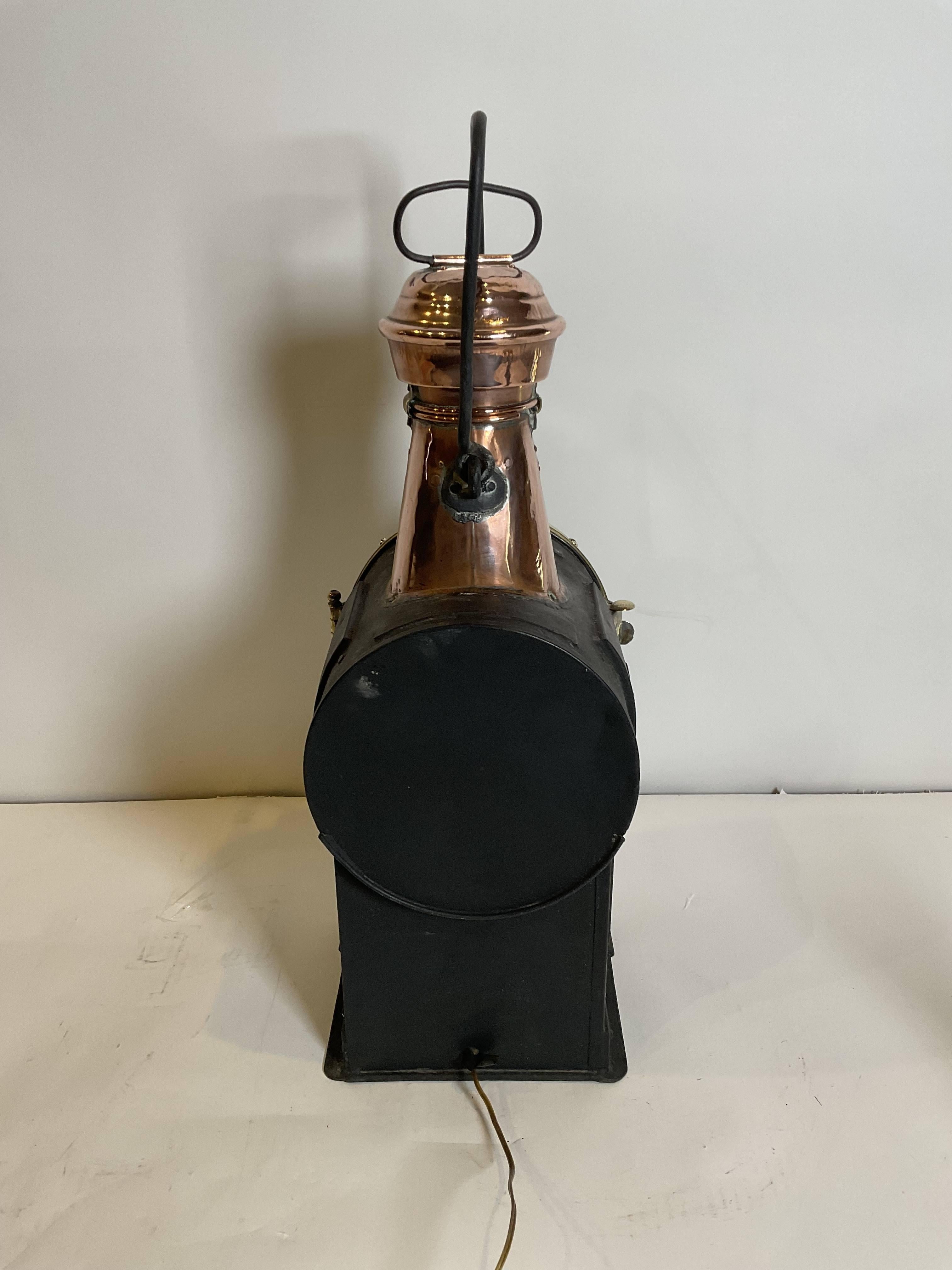 Antique Marine Signal Lantern by Charles Picard In Good Condition For Sale In Norwell, MA